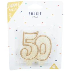 Bougie anniversaire chiffre 50 doré pailleté-Gifi Outlet