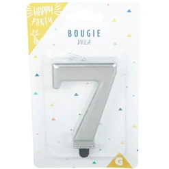 Bougie anniversaire chiffre 7 mat argenté-Gifi