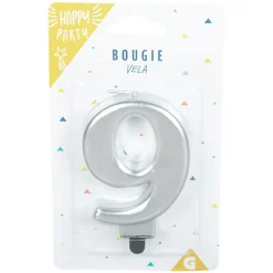 Bougie anniversaire chiffre 9 mat argenté-Gifi Outlet