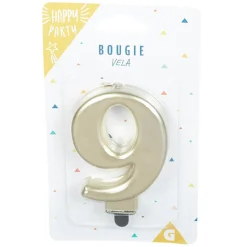 Bougie anniversaire chiffre 9 mat doré-Gifi New