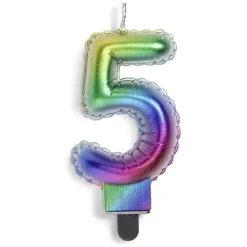 Bougie anniversaire chiffre 5 iridescent-Gifi New