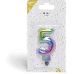 Bougie anniversaire chiffre 5 iridescent-Gifi New
