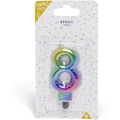 Bougie anniversaire chiffre 8 iridescent-Gifi Best
