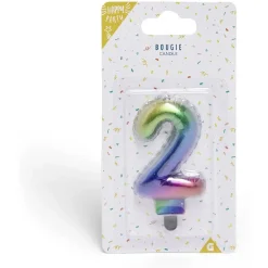 Bougie anniversaire chiffre 2 iridescent-Gifi Online