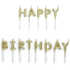 Bougie anniversaire lettres Happy Birthday argenté-Gifi Hot