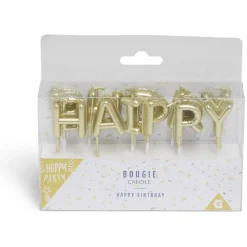 Bougie anniversaire lettres Happy Birthday argenté-Gifi Hot