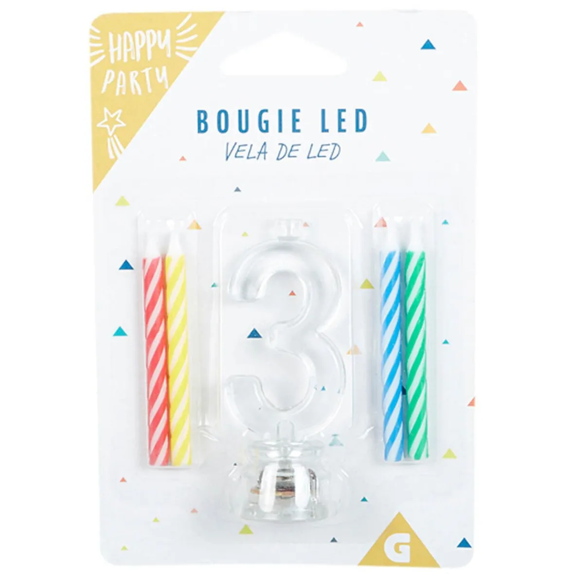 Bougie anniversaire lumineuse à led chiffre 3-Gifi Discount