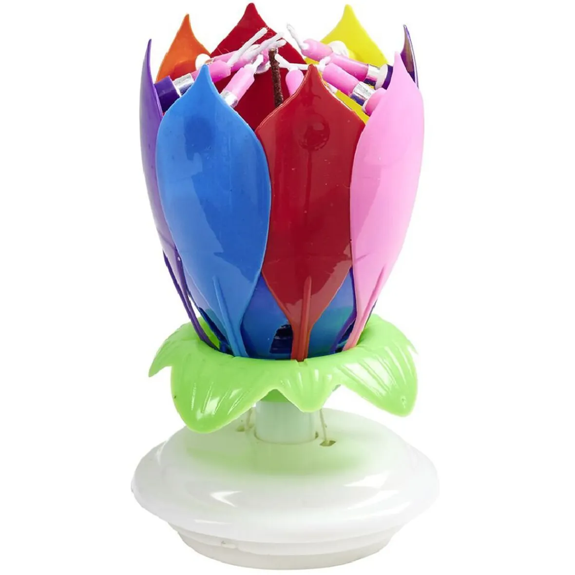 Bougie anniversaire musicale forme fleur 8 mèches-Gifi Online