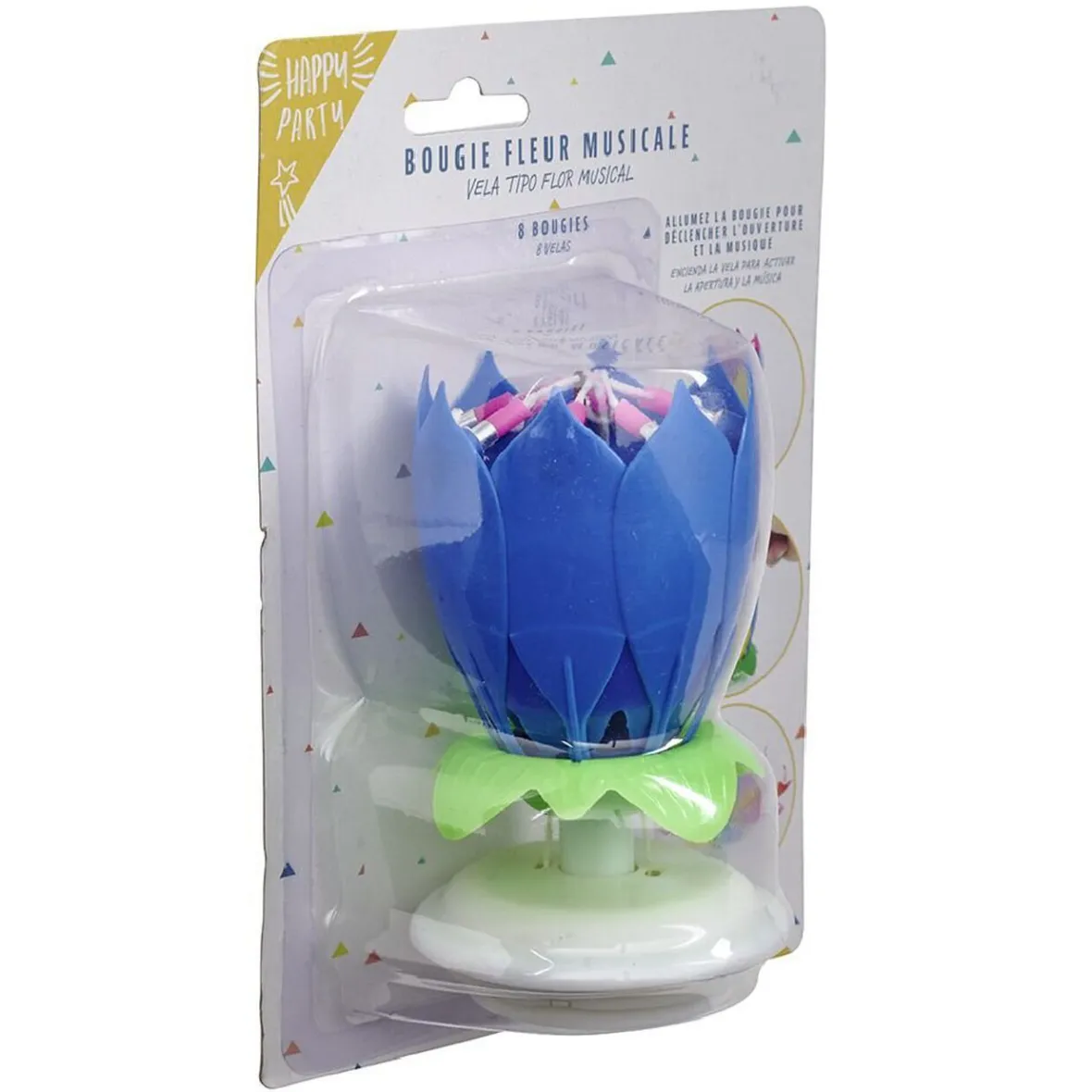 Bougie anniversaire musicale forme fleur 8 mèches-Gifi Online