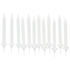 Bougie d'anniversaire blanc avec support x 12-Gifi Hot