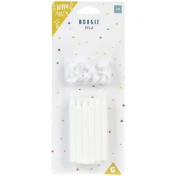 Bougie d'anniversaire blanc avec support x 12-Gifi Hot