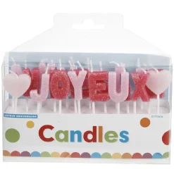 Bougies Joyeux anniversaire rose-Gifi New