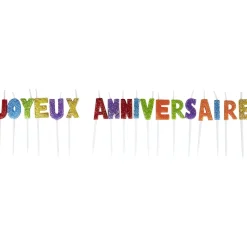Bougies Joyeux anniversaire multicouleur à paillettes-Gifi Online