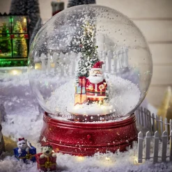 Boule à neige animée lumineuse musicale rouge Ø21cm-Gifi Online