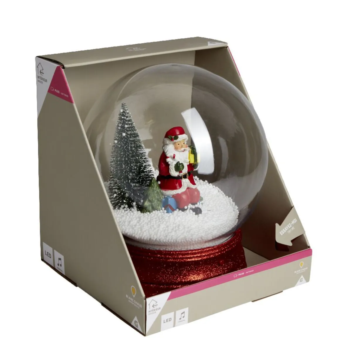 Boule à neige animée lumineuse musicale rouge Ø21cm-Gifi Online
