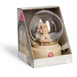 Boule à neige lumineuse animée musicale bonhomme pain d'épices - 2 modèles-Gifi Hot