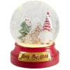 Boule à neige lumineuse Merry Christmas gnome et sapin Ø10xH12cm-Gifi Discount