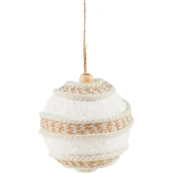 Boule de Noël à suspendre blanche et naturelle-Gifi Online