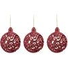 Boule de Noël ajourée motif arabesque pailleté rouge Ø8 cm x3-Gifi Online