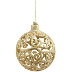 Boule de Noël ajourée motif arabesque pailleté doré Ø8 cm x3-Gifi Hot
