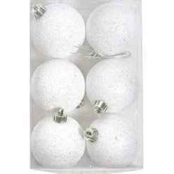 Boule de Noël argenté à paillettes Ø6 cm x6-Gifi Discount