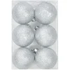 Boule de Noël argenté à paillettes Ø6 cm x6-Gifi Clearance