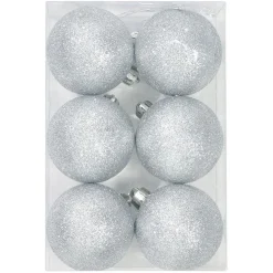 Boule de Noël argenté à paillettes Ø6 cm x6-Gifi Clearance