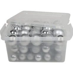 Boule de Noël argenté brillant mat pailleté x70-Gifi Hot