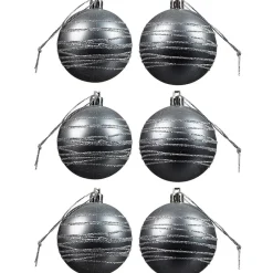 Boule de Noël argentée x6-Gifi