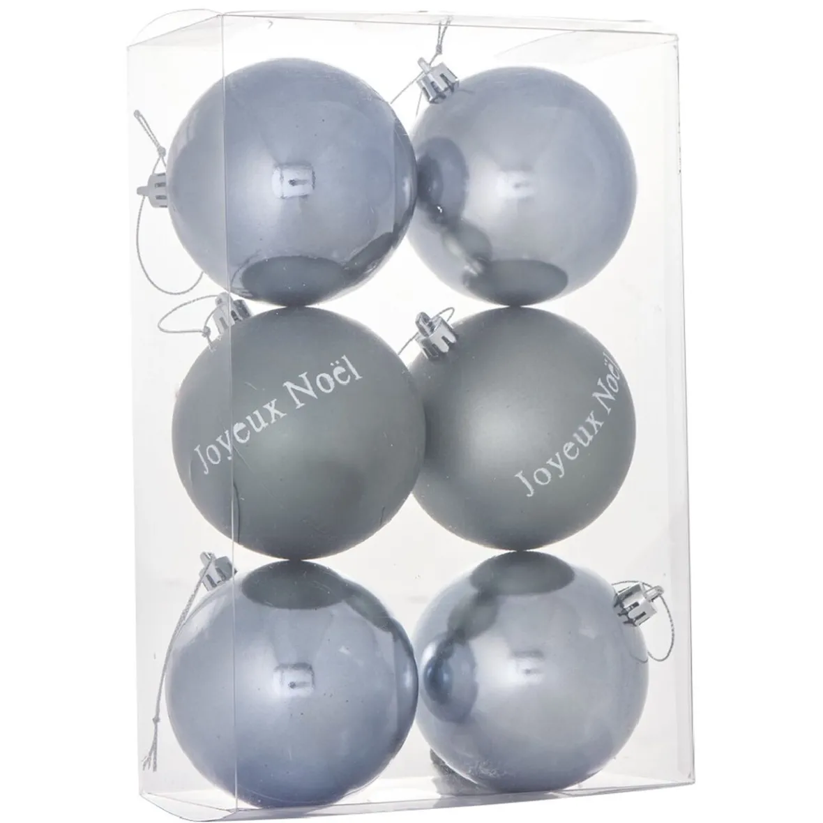 Boule de Noël argentée x6-Gifi