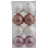 Boule de Noël blanche et rose pailletée x8-Gifi Outlet