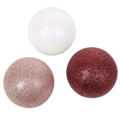 Boule de Noël blanche et rose pailletée x8-Gifi Outlet
