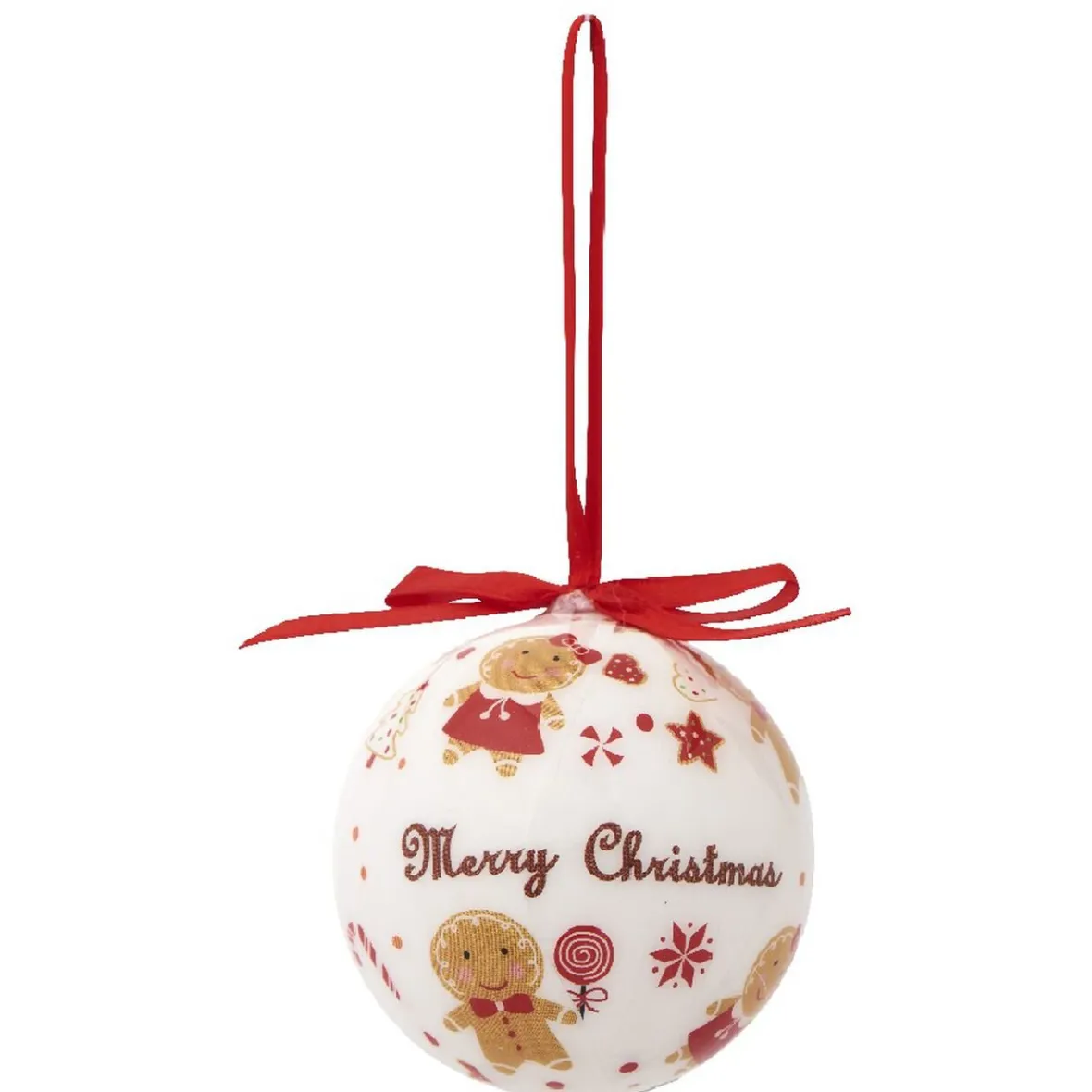Boule de Noël blanche motif pain d épices-Gifi Online