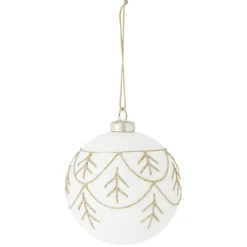 Boule de Noël blanche motif pailleté doré Ø8cm-Gifi Best