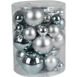 Boule de Noël bleu et argent x 50-Gifi Discount
