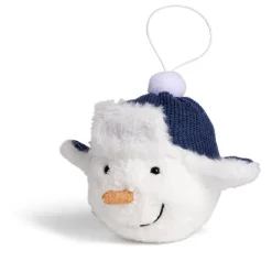 Boule de Noël bonhomme de neige fourrure blanc Ø12cm-Gifi New