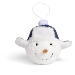 Boule de Noël bonhomme de neige fourrure blanc Ø12cm-Gifi New