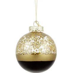Boule de Noël brillante dorée et noire Ø8 cm-Gifi Sale