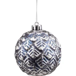 Boule de Noël déco relief bleu et argent Ø8cm-Gifi Sale