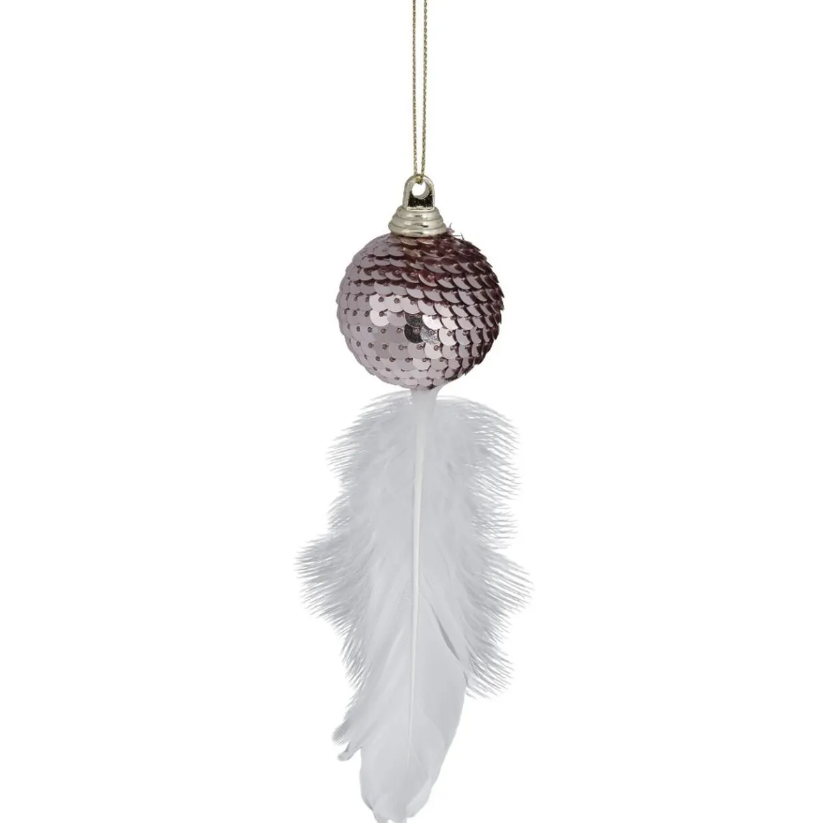 Boule de Noël décor sequin avec plume-Gifi