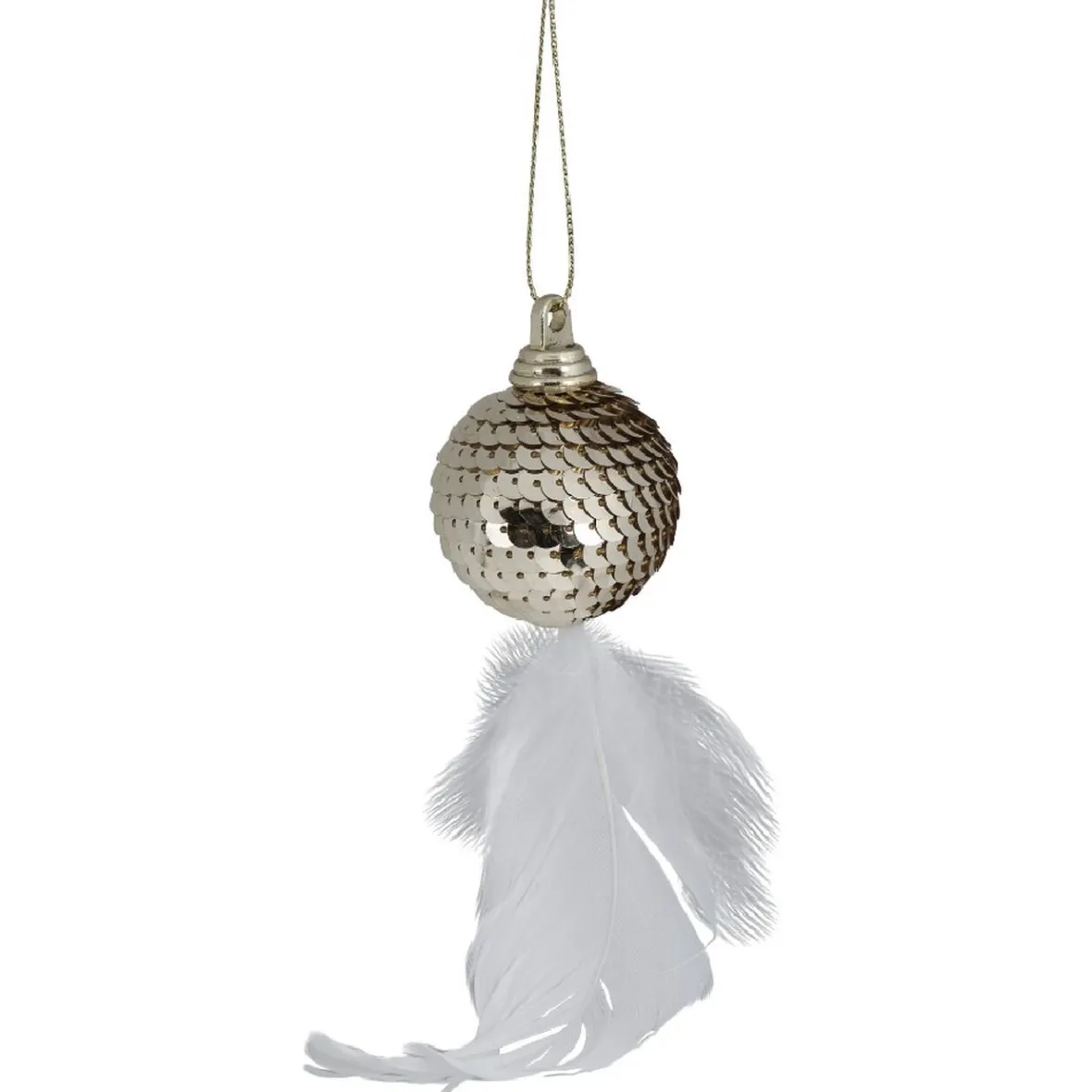 Boule de Noël décor sequin avec plume-Gifi