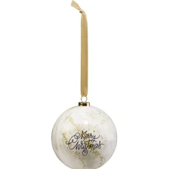 Boule de Noël design blanc doré Ø8cm-Gifi