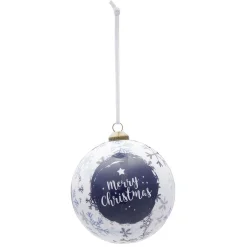 Boule de Noël design boréal bleu et blanc Ø8 cm-Gifi Outlet