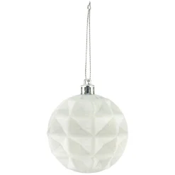 Boule de Noël design matelassé uni blanc-Gifi Outlet