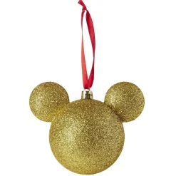 Boule de Noël Disney Mickey doré pailleté 12.2x8.5xH11,5cm-Gifi Clearance