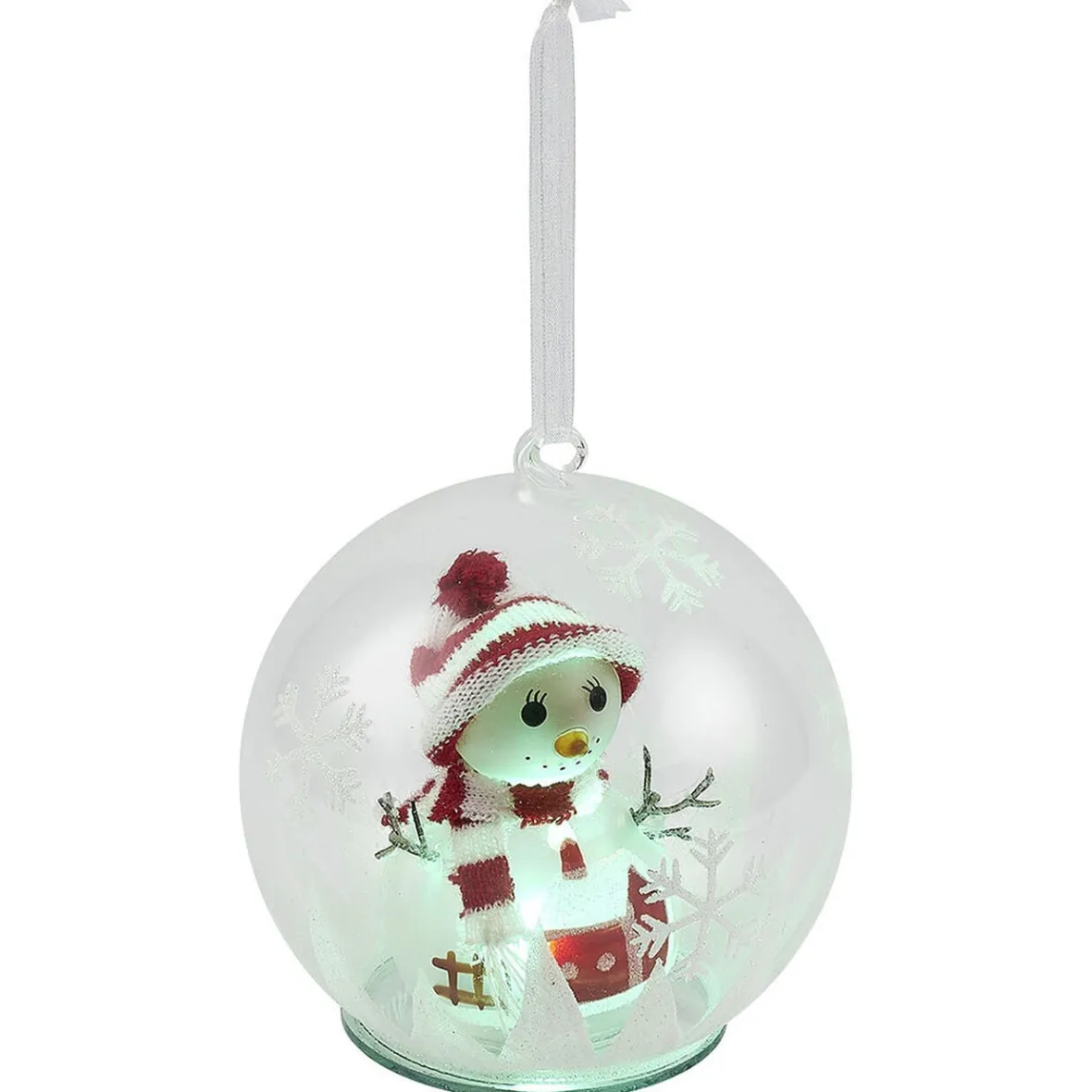 Boule de Noël en verre Bonhomme de neige lumineux-Gifi Outlet
