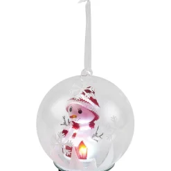 Boule de Noël en verre Bonhomme de neige lumineux-Gifi Outlet