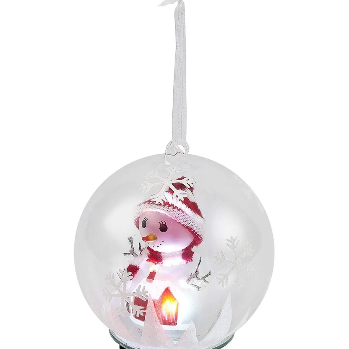 Boule de Noël en verre Bonhomme de neige lumineux-Gifi Outlet
