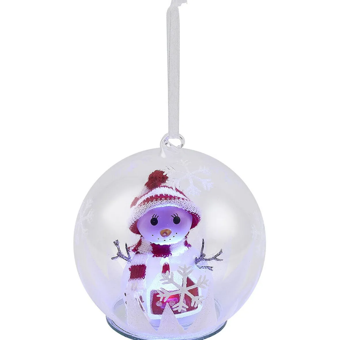 Boule de Noël en verre Bonhomme de neige lumineux-Gifi Outlet