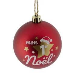 Boule de Noël "Mon 1er Noël" rouge ou blanche Ø8cm - 2 coloris-Gifi Sale